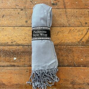 NWT Pashmina style gray blue rayon wrap scarf